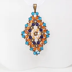 Pendant 30cm - Talia Rhombus M-Violet Organza - Pendant 30cm - Laiton bronze